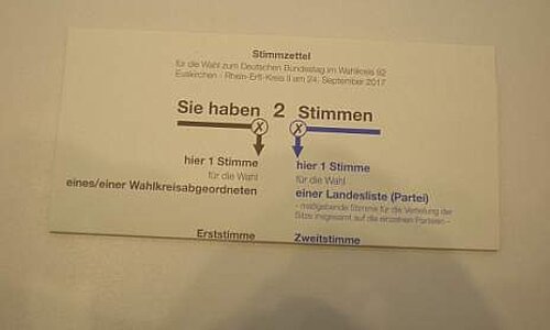 Stimmzettel zur Bundestagswahl