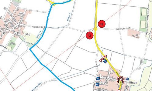 Umleitung Rheder während der Kanalbaumaßnahme