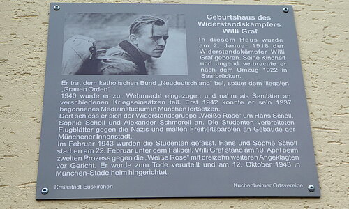 Gedenktafel am Geburtshaus von Willi Graf