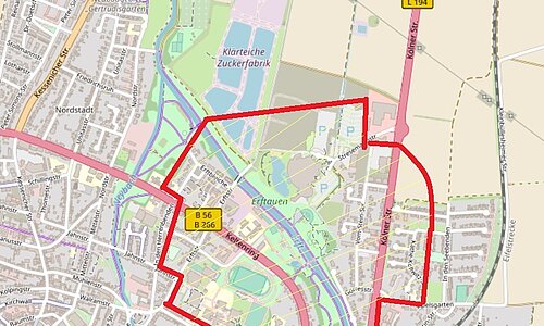 Evakuierungsgebiet Bombenfund Erftauen