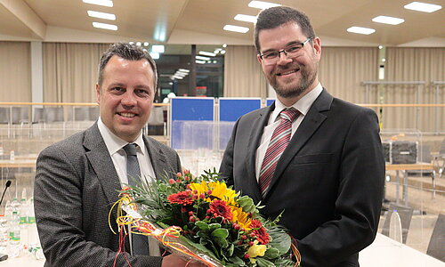 David Axer und Bürgermeister Sacha Reichelt. 