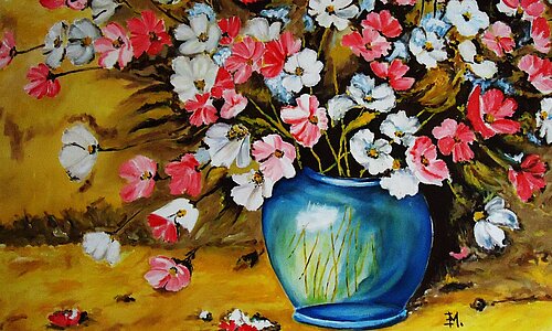 Ein Stilleben mit Blumen von Ezzat Moussa.
