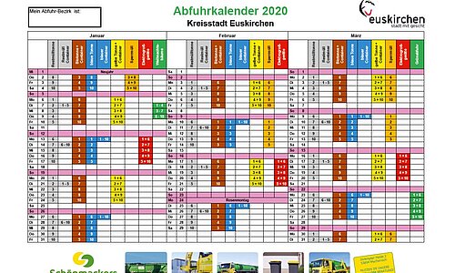 Deckblatt Abfuhrkalender 2020