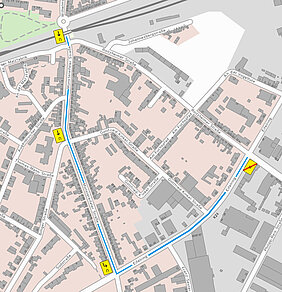 Die Umleitung über Münstereifeler Straße und Eifelring.